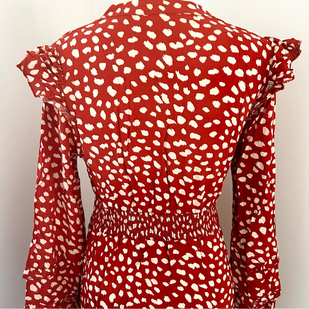 🍒NEW IN BAG Red With White Polka Dots Long Sleeve Dress. Size: Medium - Picture 7 of 12